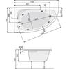 Акриловая ванна Poolspa Klio Asym 140x80 см, левая, с ножками