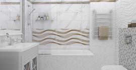 Дизайн ванной комнаты с плиткой бренда Alma Ceramica (Алма Керамика)