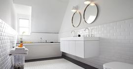 Плитка для интерьера ванной белая глянцевая, матовая