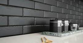 Черная Клинкерная плитка на кухню, фартук, стена