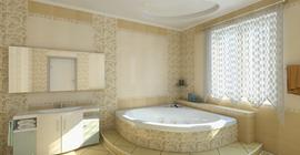 Дизайн большой ванной комнаты с керамической плиткой коллекции Эридан бренда Березакерамика (Беларусь)