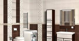 Ванная комната с керамической плиткой коллекции Квадро бренда Березакерамика (Беларусь)