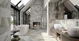 Дизайн ванной комнаты с коллекцией керамической плитки и керамогранита бренда Italon коллекции Climb
