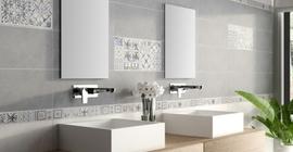 Плитка для ванны, туалета бренда Интеркерама коллекции Viva, белый, серый цвет
