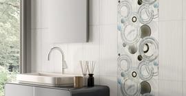Плитка для ванны, туалета бренда Интеркерама коллекции Mare, белый, серый цвет