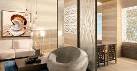 Дизайн ванной, туалета, кухни из плитки бренда Нефрит Керамика коллекции Аликанте