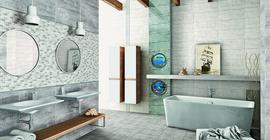 Дизайн ванной комнаты с керамической плиткой бренда Ceramika Color коллекции Modern wall