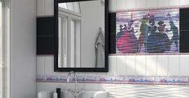 Дизайн ванной комнаты с керамической плиткой бренда Kerama Marazzi коллекции Карнавал в Венеции