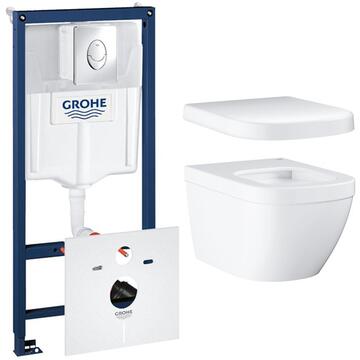 Унитаз подвесной Grohe Euro 7 Rapid SL Air WC, с инсталляцией, с крышкой Унитаз подвесной Grohe Euro 7 Rapid SL Air WC, с инсталляцией, с крышкой