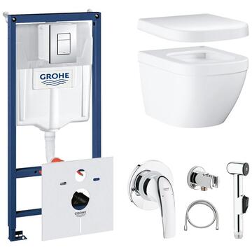 Унитаз подвесной Grohe Euro 4 Rapid SL Cosmopolitan WC, с инсталляцией, с крышкой, с псевдобиде Унитаз подвесной Grohe Euro 4 Rapid SL Cosmopolitan WC, с инсталляцией, с крышкой, с псевдобиде