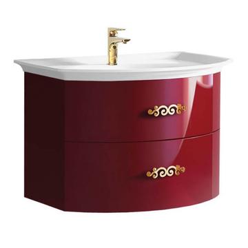 Подвесная тумба для ванной под раковину Belux Версаль 89.8х60х58.5, бордовый глянцевый