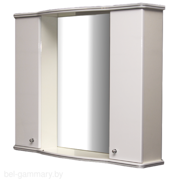 Шкаф навесной зеркальный Гамма 08т с двумя дверями (белый)