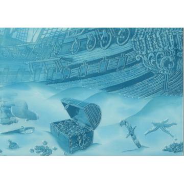 Плитка-панно настенное Березакерамика Лазурь 35x25, Корабль 7, бирюзовый