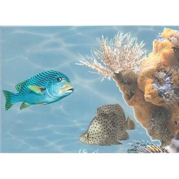 Плитка-панно настенное Березакерамика Лазурь 35x25, Морской мир 5, бирюзовый