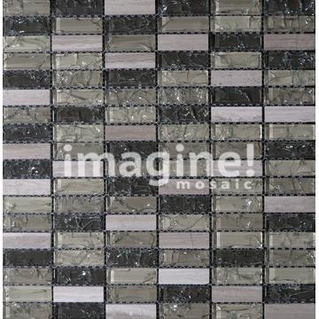 Мозаика Imagine BL8502, 30х30, камень и стекло, серая