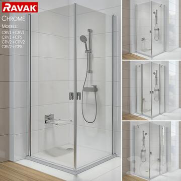 Душевой уголок Chrome Ravak CRV1+CRV1 100x100 (прозрачный/серебристый)