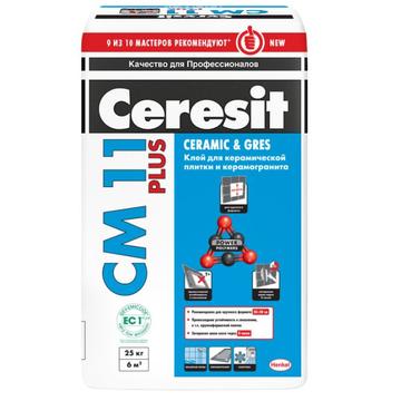 Клей для керамической плитки CERAMIC &amp; GRES Ceresit CM 11 Plus, 25 кг