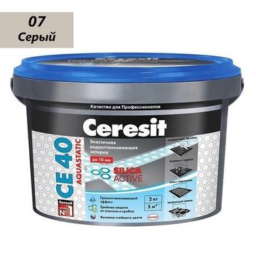 Затирка (Фуга) Ceresit (Церезит) aquastatic СЕ 40, эластичная серая (07), 2 кг 