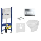 Унитаз подвесной Cersanit Parva New Clean On, с сиденьем, с инсталляцией Geberit Duofix Delta и кнопкой смыва Geberit Delta 52