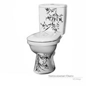 Унитаз напольный Керамин Омега, косой выпуск, рисунок, белый