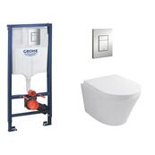 Унитаз подвесной Lavinia Boho Biore Rimless, с инсталляцией Grohe Rapid SL с кнопкой смыва Grohe Skate Cosmopolitan