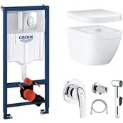 Унитаз подвесной Grohe Euro Rapid SL Air, с инсталляцией, с крышкой, с псевдобиде Унитаз подвесной Grohe Euro Rapid SL Air, с инсталляцией, с крышкой, с псевдобиде