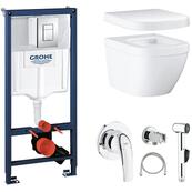 Унитаз подвесной Grohe Euro SL Cosmopolitan, с инсталляцией, с крышкой, с псевдобиде Унитаз подвесной Grohe Euro SL Cosmopolitan, с инсталляцией, с крышкой, с псевдобиде