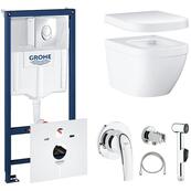 Унитаз подвесной Grohe Euro Rapid SL Air WC, с инсталляцией, с крышкой, с псевдобиде