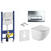 Унитаз подвесной BelBagno, с инсталляцией Geberit Duofix Delta и кнопкой смыва Geberit Delta 52