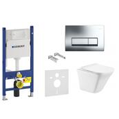 Унитаз подвесной BelBagno, с инсталляцией Geberit Duofix Delta и кнопкой смыва Geberit Delta 52