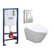 Унитаз подвесной BelBagno, с инсталляцией Grohe Rapid SL с кнопкой смыва Grohe Skate Cosmopolitan