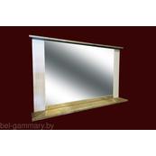 Зеркало в раме с полкой Гамма Люкс 2 900x650 (камень светлый)